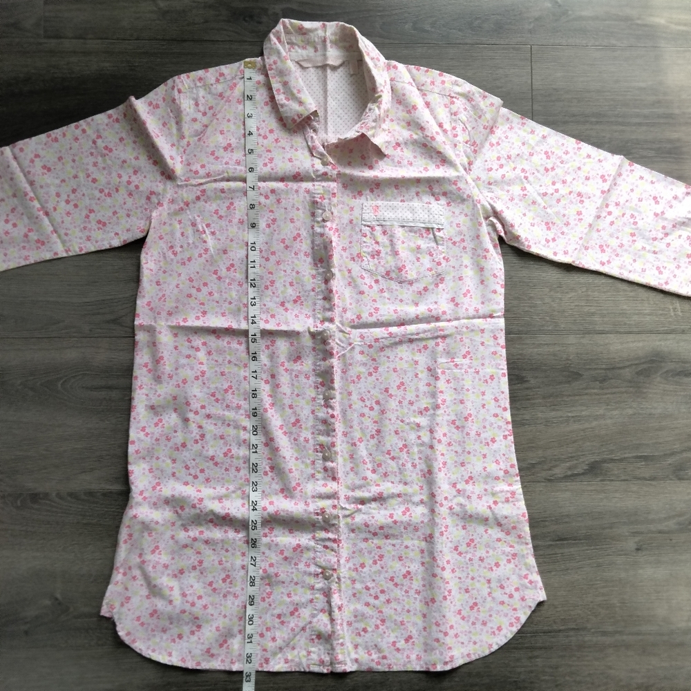Victoria’s Secret Floral Button Up Long Sleeve Pink Night Shirt Gown Womens Sz S - Picture 11 of 11